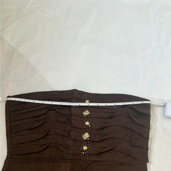 Adrienne Vittadini Faux Suede Bustier Dress Brown Rhinestone Medium - Picture 9 of 11
